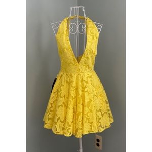 NWT BEBE sun dress deep v plunge a line mini poof evening summer cocktail sexy